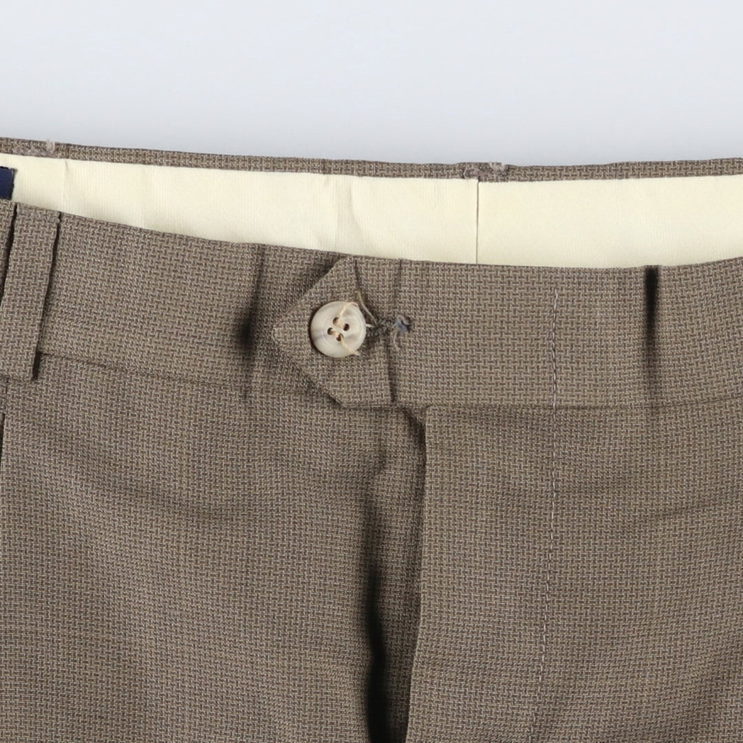 80s-90'S John Alexander Check Pattern Two-Pleat Slacks, Made in USA, Men's W34 (approx.), Vintage unclear Beige type Vintage Second Hand