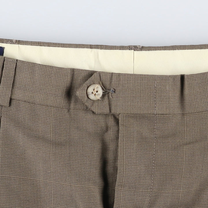 80s-90'S John Alexander Check Pattern Two-Pleat Slacks, Made in USA, Men's W34 (approx.), Vintage unclear Beige type Vintage Second Hand