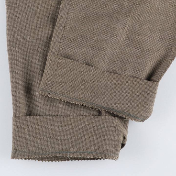 80s-90'S John Alexander Check Pattern Two-Pleat Slacks, Made in USA, Men's W34 (approx.), Vintage unclear Beige type Vintage Second Hand