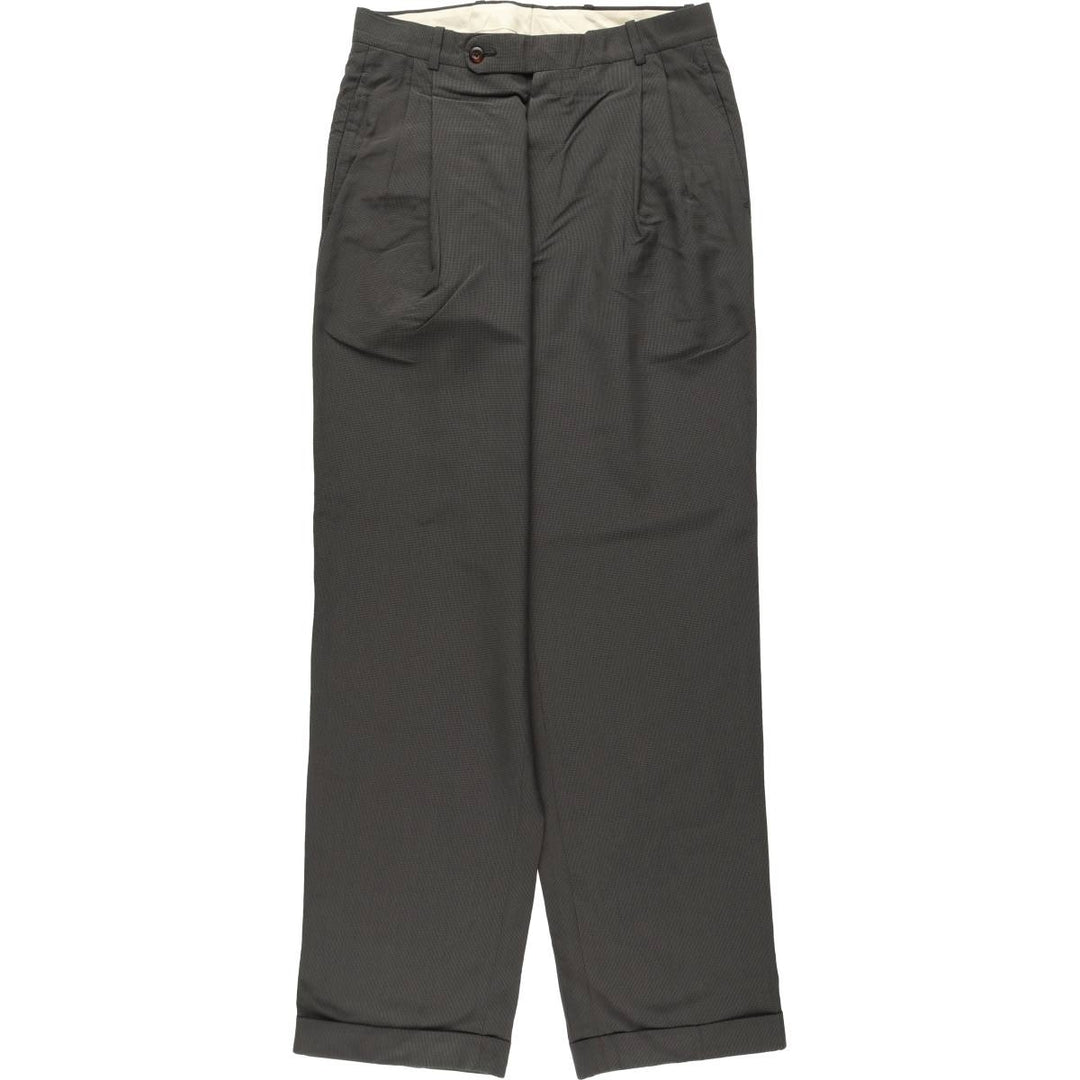 Corporate Image Check Pattern Two-Pleat Slacks Pants Made in USA Men's W30 Equivalent unclear gray type Vintage Second Hand