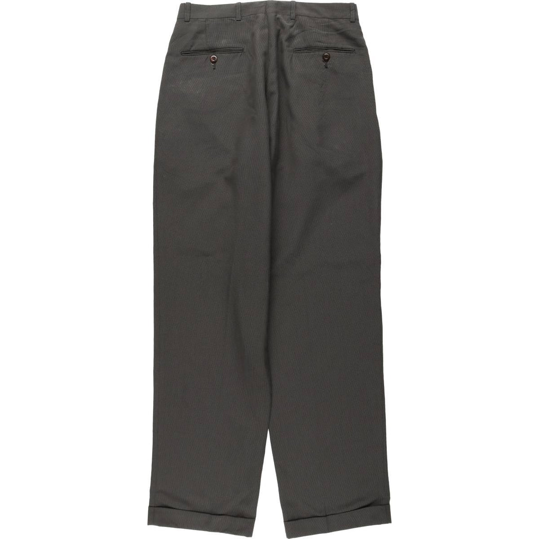 Corporate Image Check Pattern Two-Pleat Slacks Pants Made in USA Men's W30 Equivalent unclear gray type Vintage Second Hand