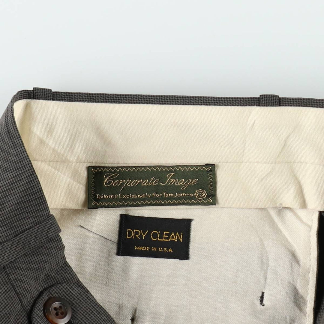 Corporate Image Check Pattern Two-Pleat Slacks Pants Made in USA Men's W30 Equivalent unclear gray type Vintage Second Hand