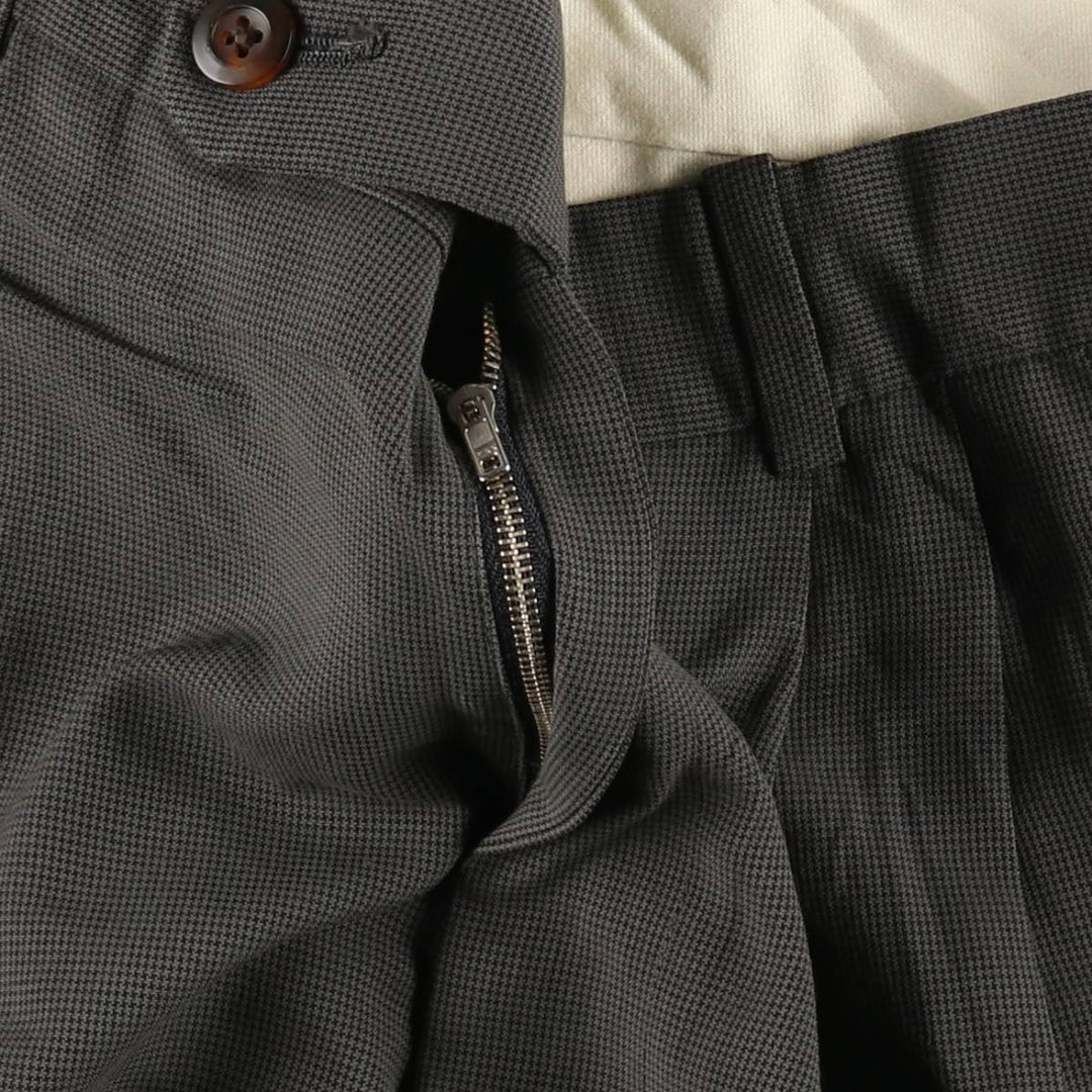Corporate Image Check Pattern Two-Pleat Slacks Pants Made in USA Men's W30 Equivalent unclear gray type Vintage Second Hand