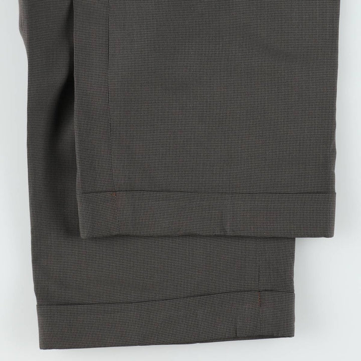 Corporate Image Check Pattern Two-Pleat Slacks Pants Made in USA Men's W30 Equivalent unclear gray type Vintage Second Hand