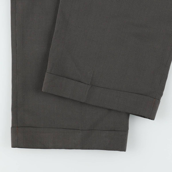 Corporate Image Check Pattern Two-Pleat Slacks Pants Made in USA Men's W30 Equivalent unclear gray type Vintage Second Hand