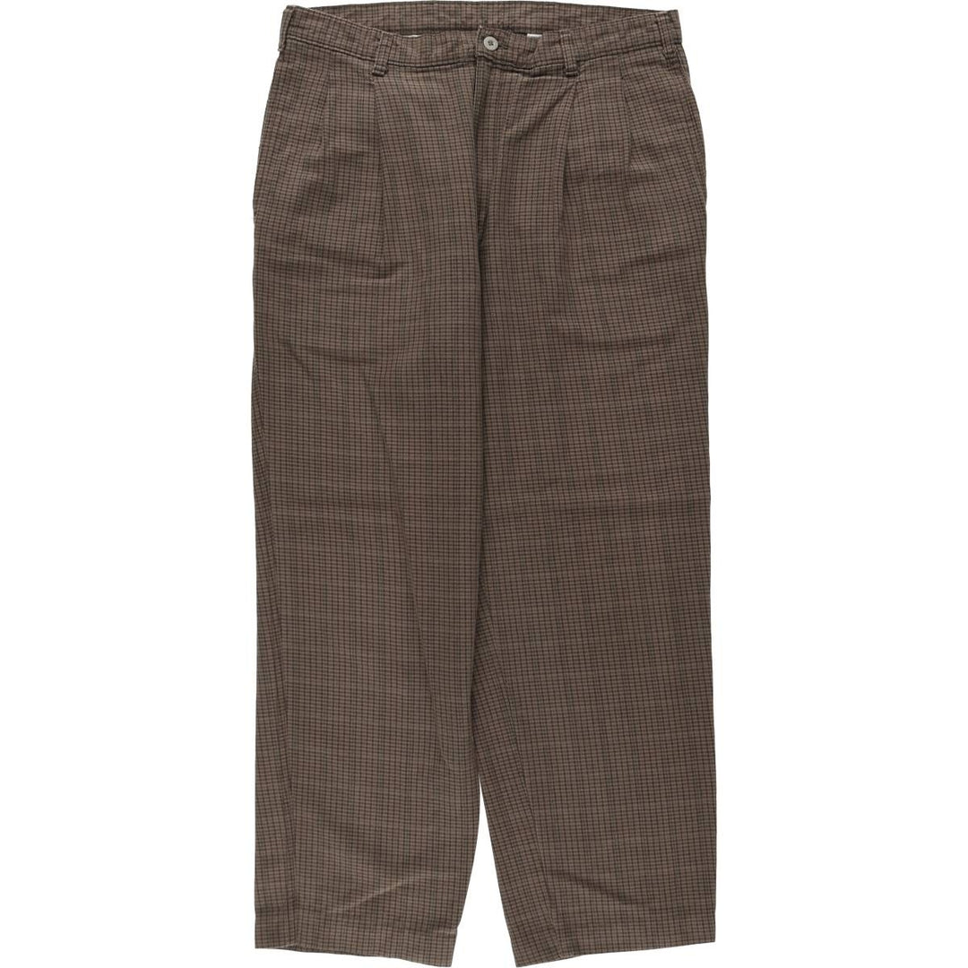 Two-pleat slacks for men (approximately W32) unclear brown type Vintage Second Hand