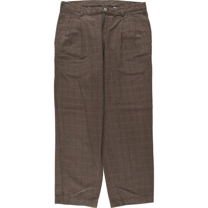 Two-pleat slacks for men (approximately W32) unclear brown type Vintage Second Hand