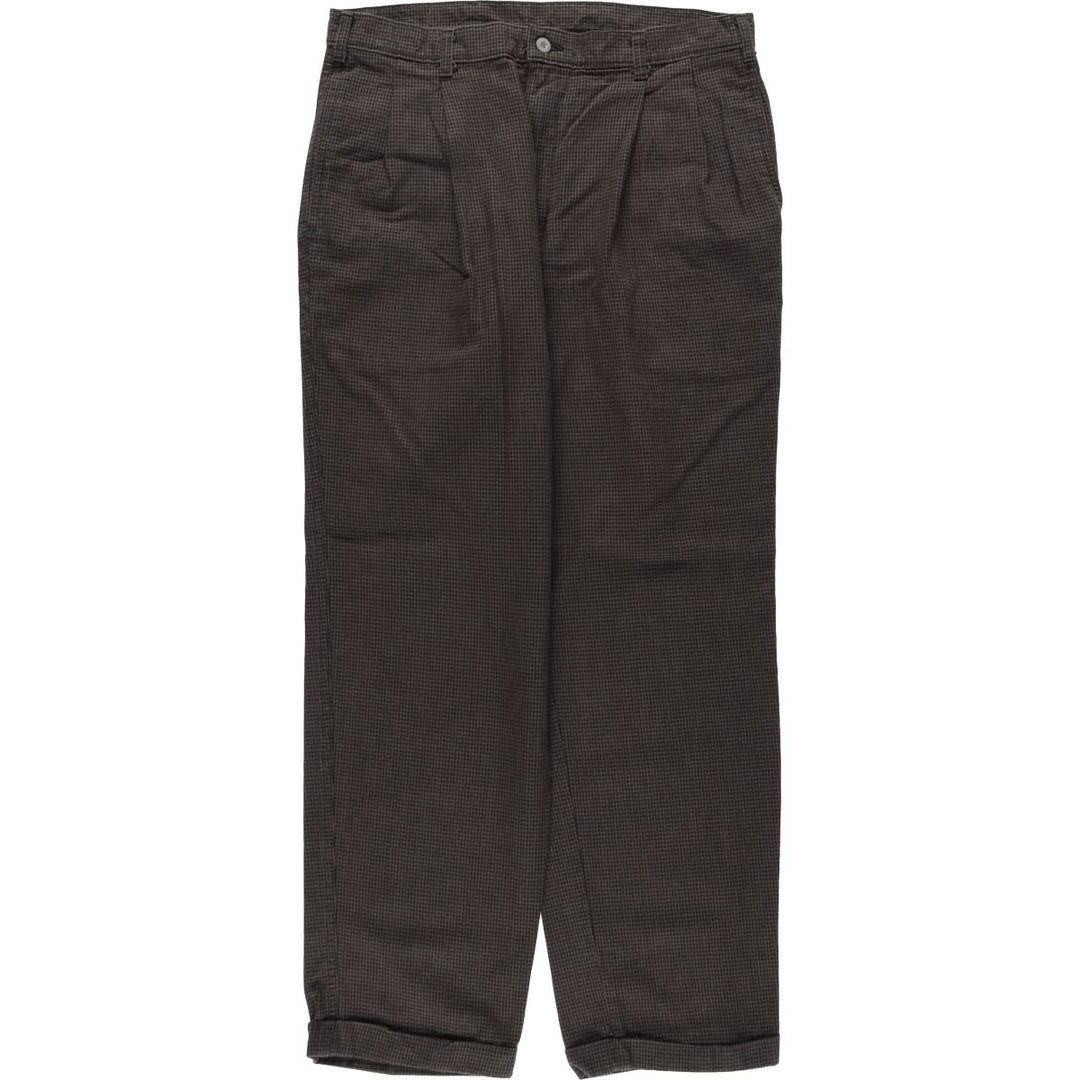 Dockers Check Pattern Two-Pleat Slacks Pants Men's W34 (approx.) unclear brown type Vintage Second Hand