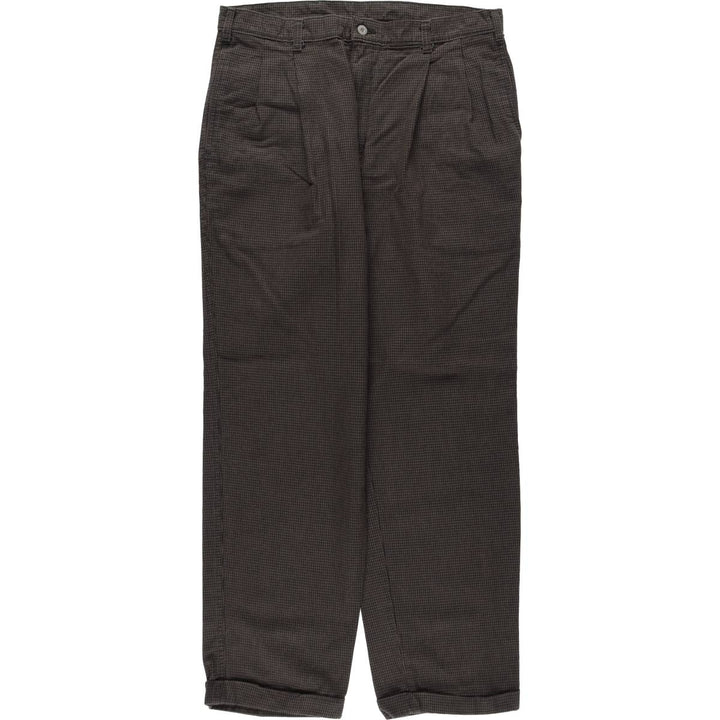 Dockers Check Pattern Two-Pleat Slacks Pants Men's W34 (approx.) unclear brown type Vintage Second Hand