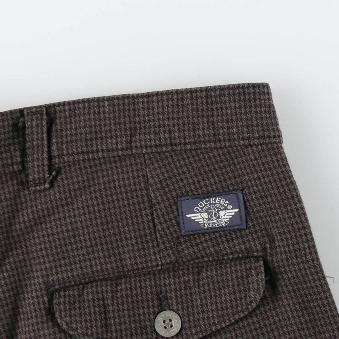 Dockers Check Pattern Two-Pleat Slacks Pants Men's W34 (approx.) unclear brown type Vintage Second Hand