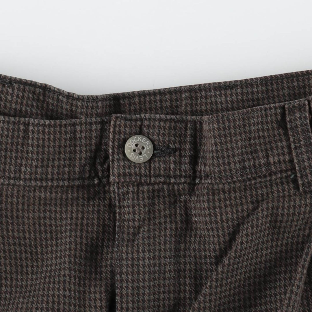 Dockers Check Pattern Two-Pleat Slacks Pants Men's W34 (approx.) unclear brown type Vintage Second Hand