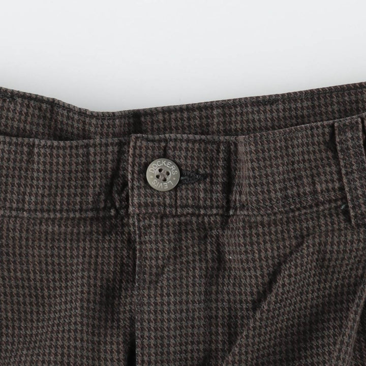 Dockers Check Pattern Two-Pleat Slacks Pants Men's W34 (approx.) unclear brown type Vintage Second Hand