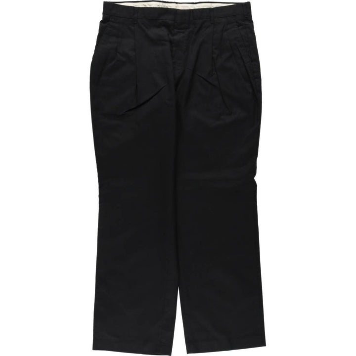 Plain, two-pleat slacks, made in the USA, men's size W35 (approx.) unclear black type Vintage Second Hand