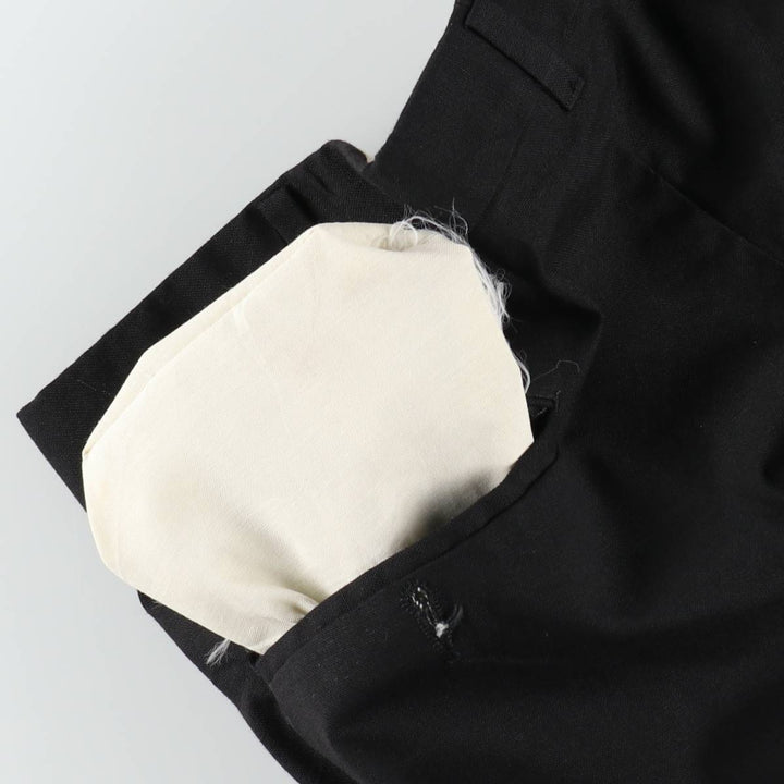 Plain, two-pleat slacks, made in the USA, men's size W35 (approx.) unclear black type Vintage Second Hand