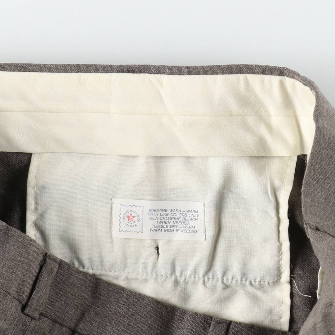 Plain slacks pants, made in the USA, men's size W33 (approx.) unclear brown type Vintage Second Hand