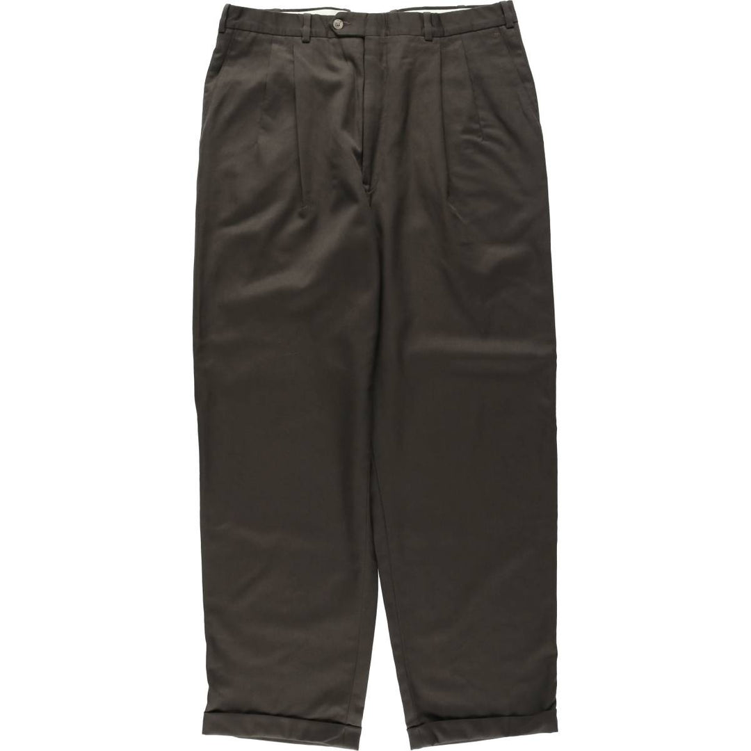 80s-90'S JB Britches Nordstrom Wool Pants, Two-Pleat Slacks, Made in USA, Men's W35 (approx.), Vintage wool Khaki type brown Vintage Second Hand