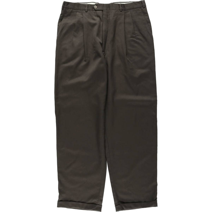 80s-90'S JB Britches Nordstrom Wool Pants, Two-Pleat Slacks, Made in USA, Men's W35 (approx.), Vintage wool Khaki type brown Vintage Second Hand