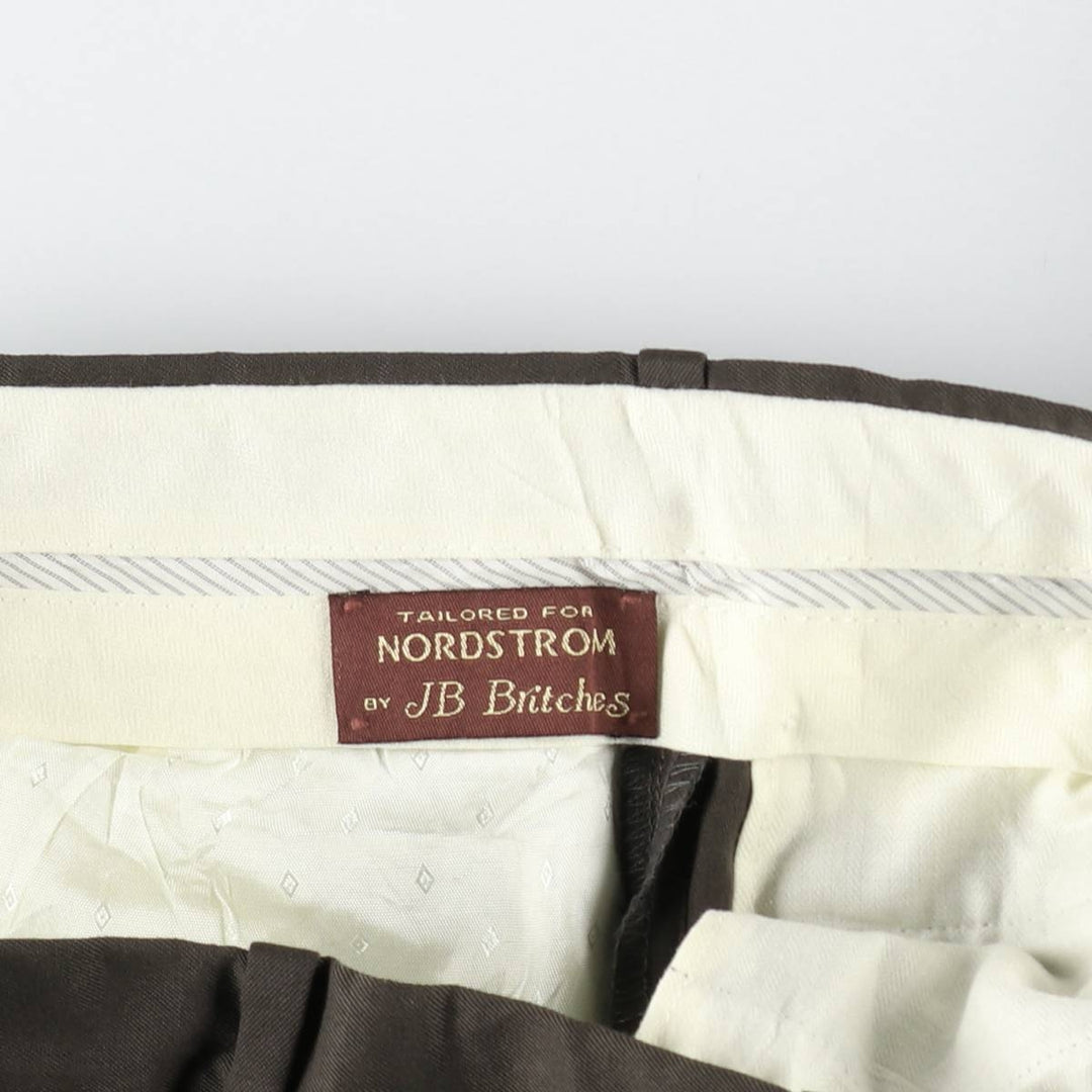 80s-90'S JB Britches Nordstrom Wool Pants, Two-Pleat Slacks, Made in USA, Men's W35 (approx.), Vintage wool Khaki type brown Vintage Second Hand