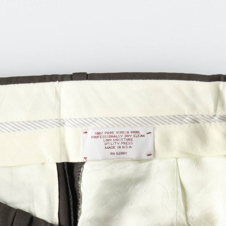 80s-90'S JB Britches Nordstrom Wool Pants, Two-Pleat Slacks, Made in USA, Men's W35 (approx.), Vintage wool Khaki type brown Vintage Second Hand