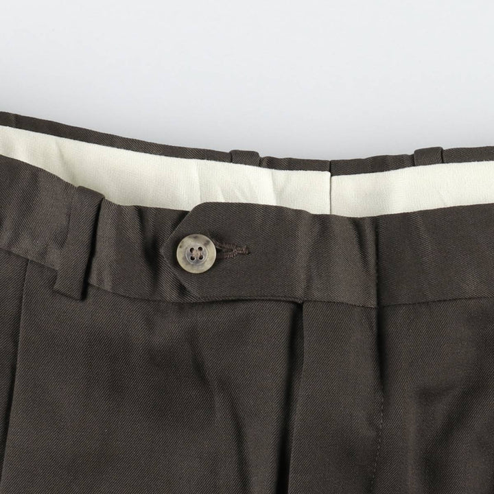 80s-90'S JB Britches Nordstrom Wool Pants, Two-Pleat Slacks, Made in USA, Men's W35 (approx.), Vintage wool Khaki type brown Vintage Second Hand
