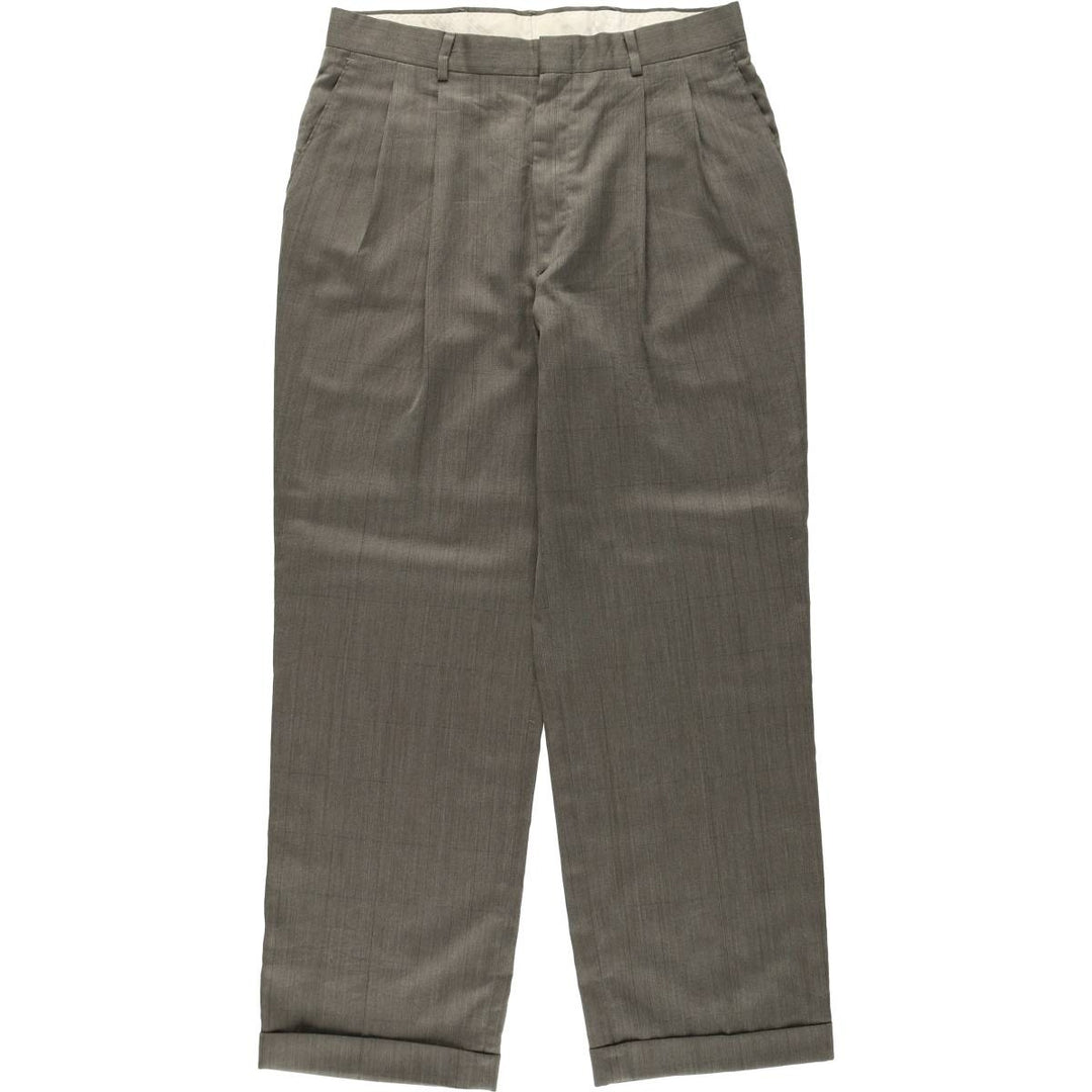 HAGGAR GENTLEMAN'S FIT Two-Pleat Slacks Pants, Made in USA, Men's W34 (approx.) polyester green type Vintage Second Hand