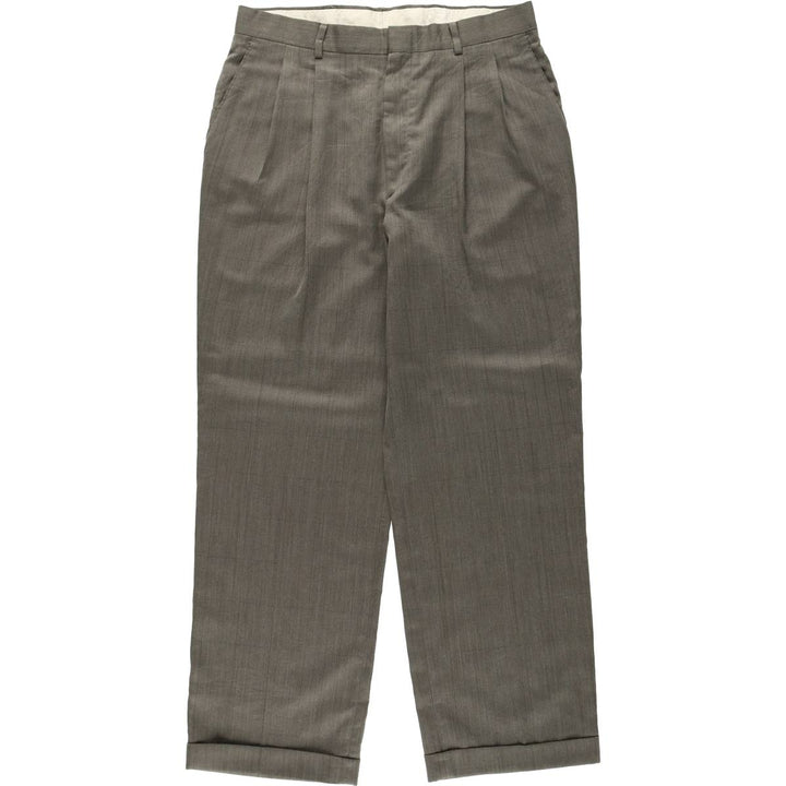 HAGGAR GENTLEMAN'S FIT Two-Pleat Slacks Pants, Made in USA, Men's W34 (approx.) polyester green type Vintage Second Hand