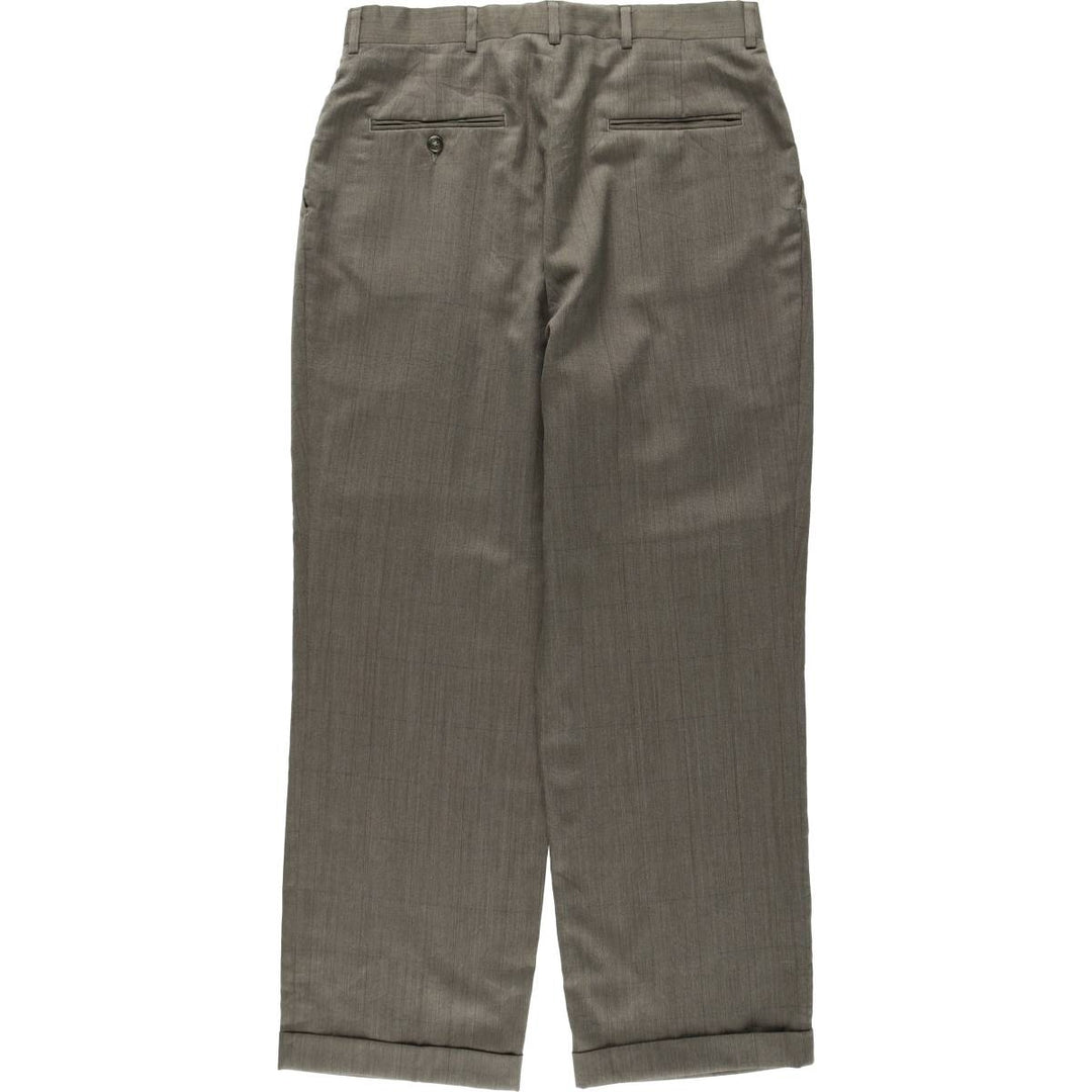 HAGGAR GENTLEMAN'S FIT Two-Pleat Slacks Pants, Made in USA, Men's W34 (approx.) polyester green type Vintage Second Hand