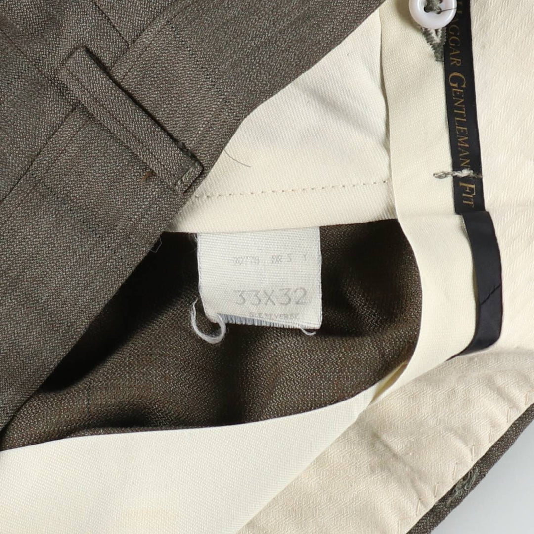 HAGGAR GENTLEMAN'S FIT Two-Pleat Slacks Pants, Made in USA, Men's W34 (approx.) polyester green type Vintage Second Hand