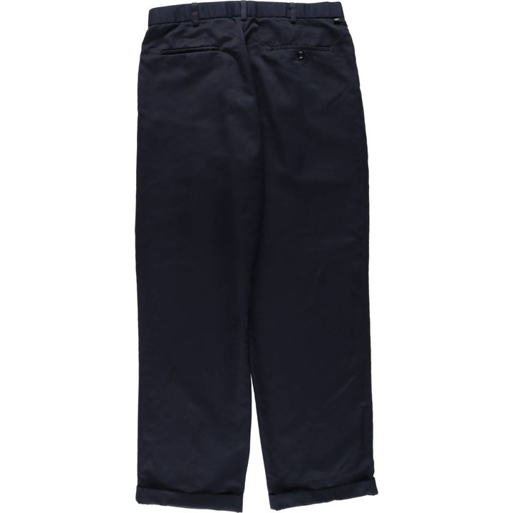 Dockers two-pleat slacks, men's size W33 (approx.) polyester navy blue type Vintage Second Hand