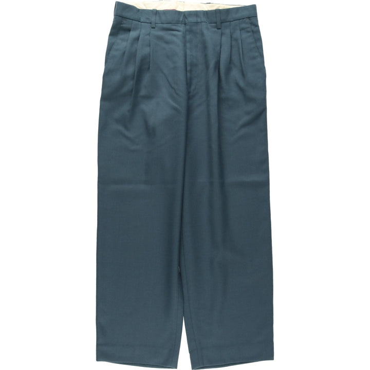 PANTOFINO Three-Pleat Slacks, Made in Canada, Men's Size W31 (approx.) polyester green type Vintage Second Hand