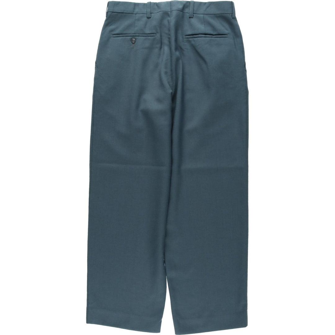 PANTOFINO Three-Pleat Slacks, Made in Canada, Men's Size W31 (approx.) polyester green type Vintage Second Hand