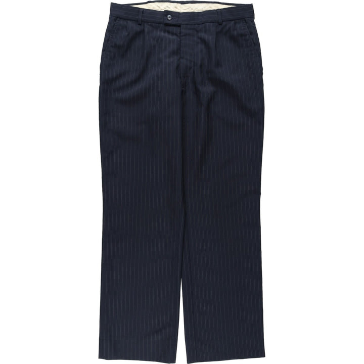 Striped Pattern Slacks Pants, Men's W34 (approx.), Two-Pleat unclear navy blue type Vintage Second Hand
