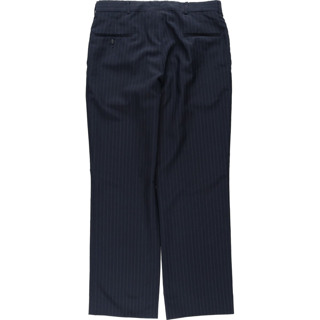 Striped Pattern Slacks Pants, Men's W34 (approx.), Two-Pleat unclear navy blue type Vintage Second Hand