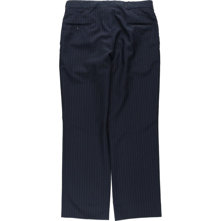 Striped Pattern Slacks Pants, Men's W34 (approx.), Two-Pleat unclear navy blue type Vintage Second Hand