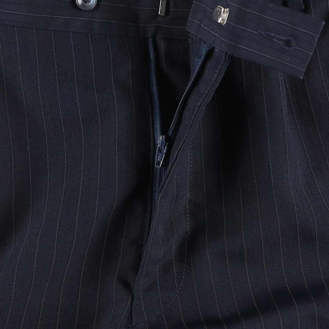 Striped Pattern Slacks Pants, Men's W34 (approx.), Two-Pleat unclear navy blue type Vintage Second Hand