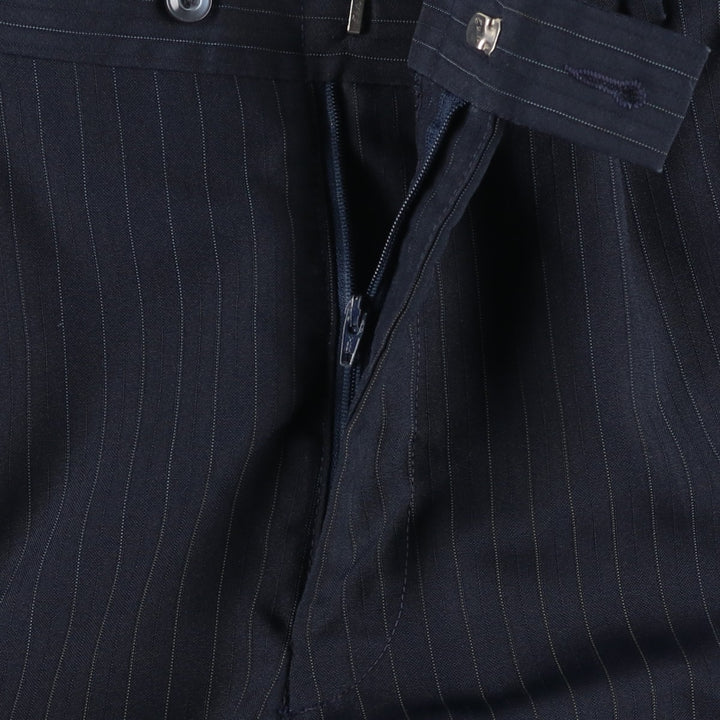 Striped Pattern Slacks Pants, Men's W34 (approx.), Two-Pleat unclear navy blue type Vintage Second Hand