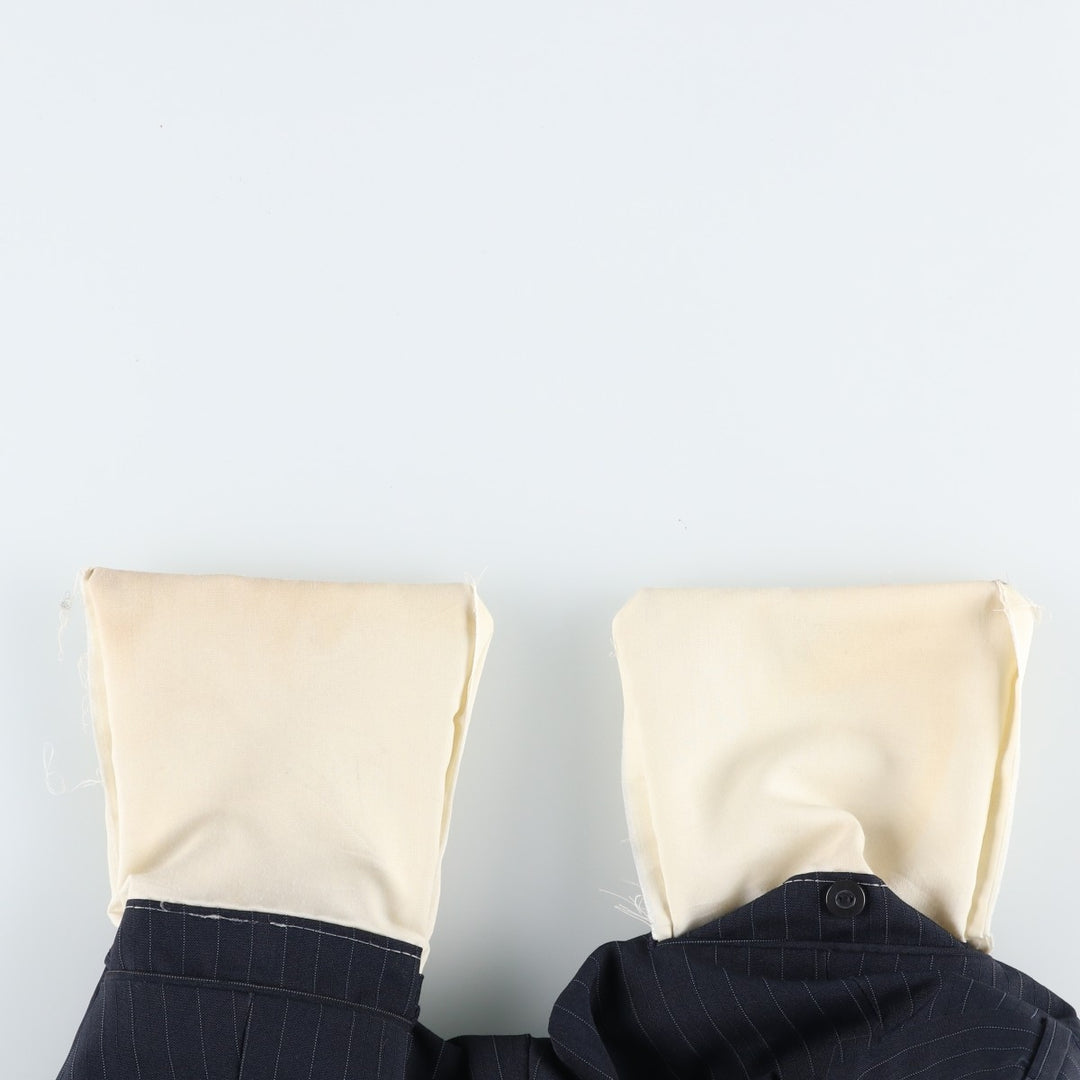 Striped Pattern Slacks Pants, Men's W34 (approx.), Two-Pleat unclear navy blue type Vintage Second Hand