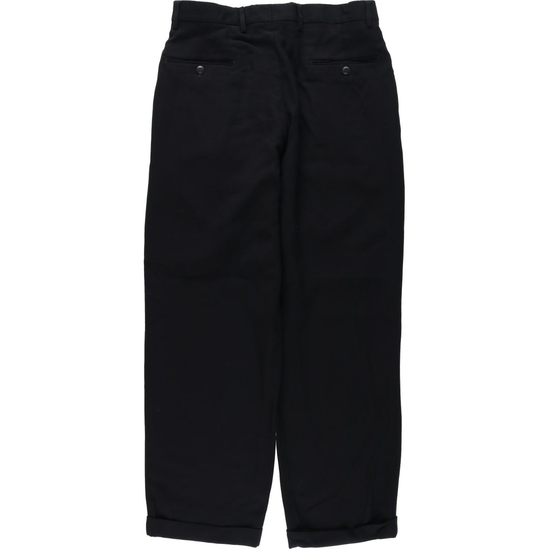 BACHRACH Two-Pleat Wool Trousers, Italian Made, Men's Size W33 (approx.) wool black type Vintage Second Hand