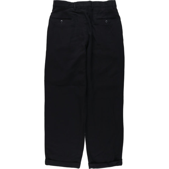 BACHRACH Two-Pleat Wool Trousers, Italian Made, Men's Size W33 (approx.) wool black type Vintage Second Hand