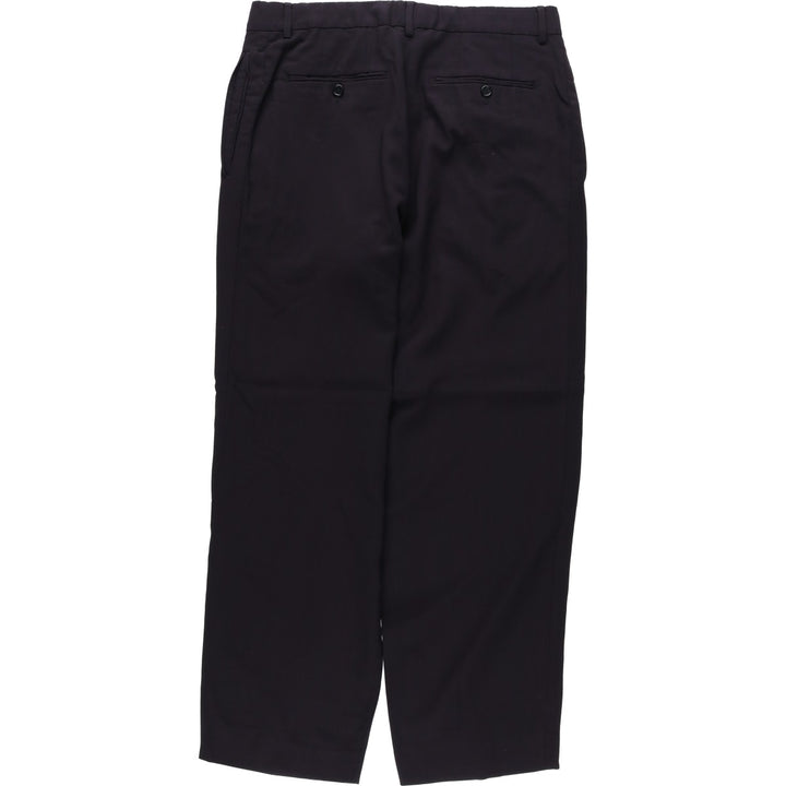 Wool trousers, single pleat, German-made, men's size W33 (approx.) Viscose rayon black type Vintage Second Hand