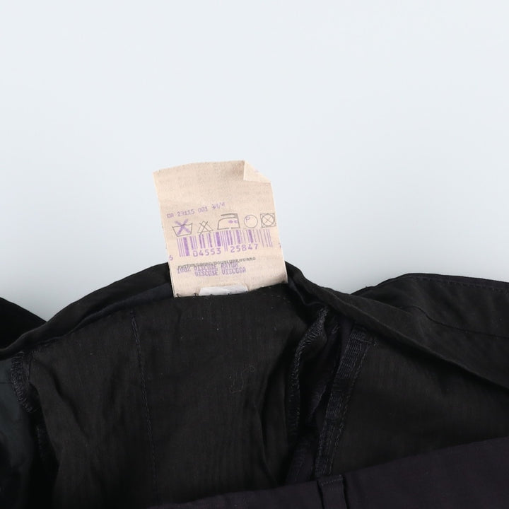 Wool trousers, single pleat, German-made, men's size W33 (approx.) Viscose rayon black type Vintage Second Hand
