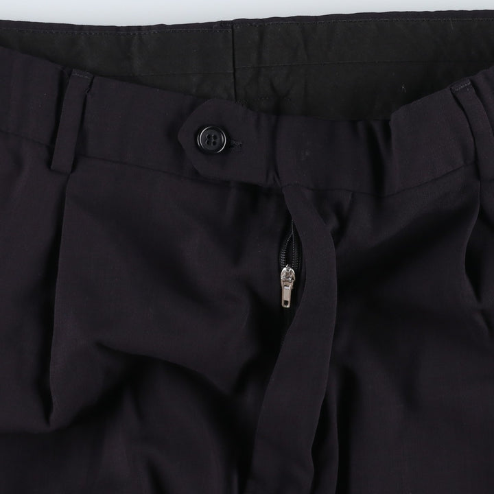 Wool trousers, single pleat, German-made, men's size W33 (approx.) Viscose rayon black type Vintage Second Hand