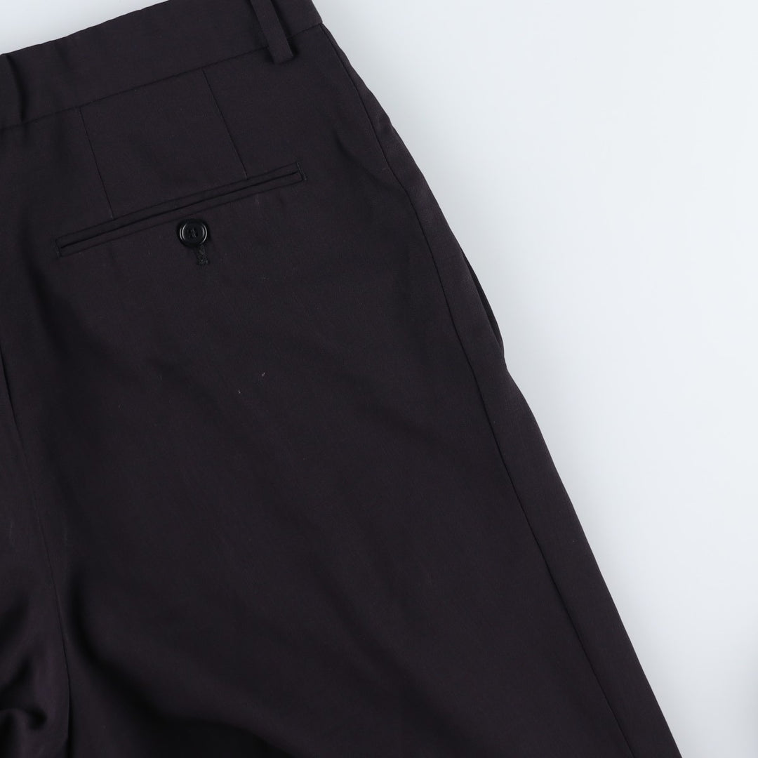 Wool trousers, single pleat, German-made, men's size W33 (approx.) Viscose rayon black type Vintage Second Hand