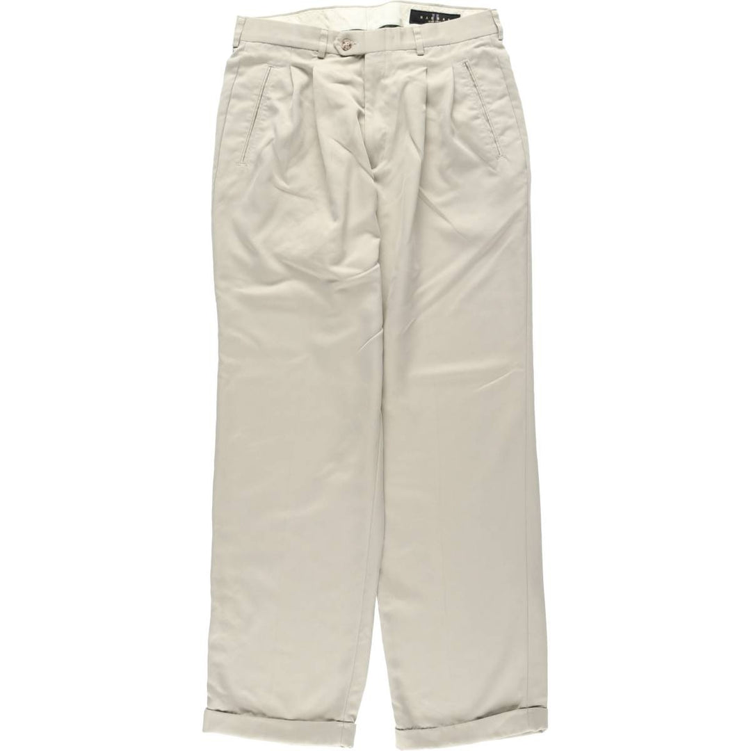 HAGGAR Black Label Two-Pleat Slacks Pants, Made in USA, Men's Size W31 (approx.) polyester Beige type Vintage Second Hand