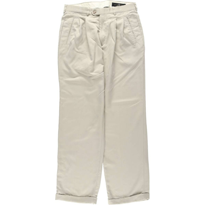 HAGGAR Black Label Two-Pleat Slacks Pants, Made in USA, Men's Size W31 (approx.) polyester Beige type Vintage Second Hand