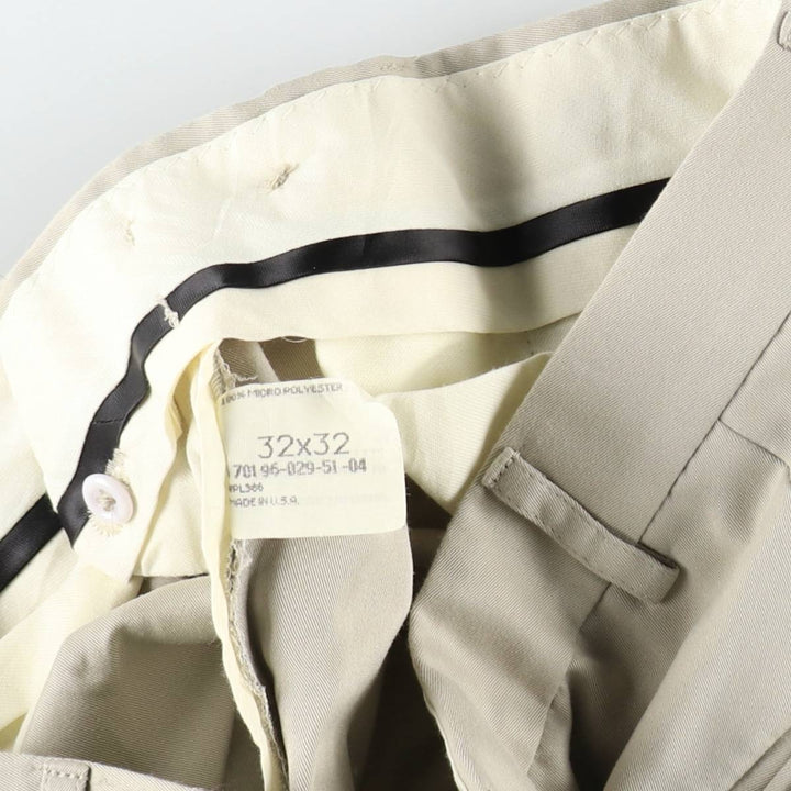 HAGGAR Black Label Two-Pleat Slacks Pants, Made in USA, Men's Size W31 (approx.) polyester Beige type Vintage Second Hand