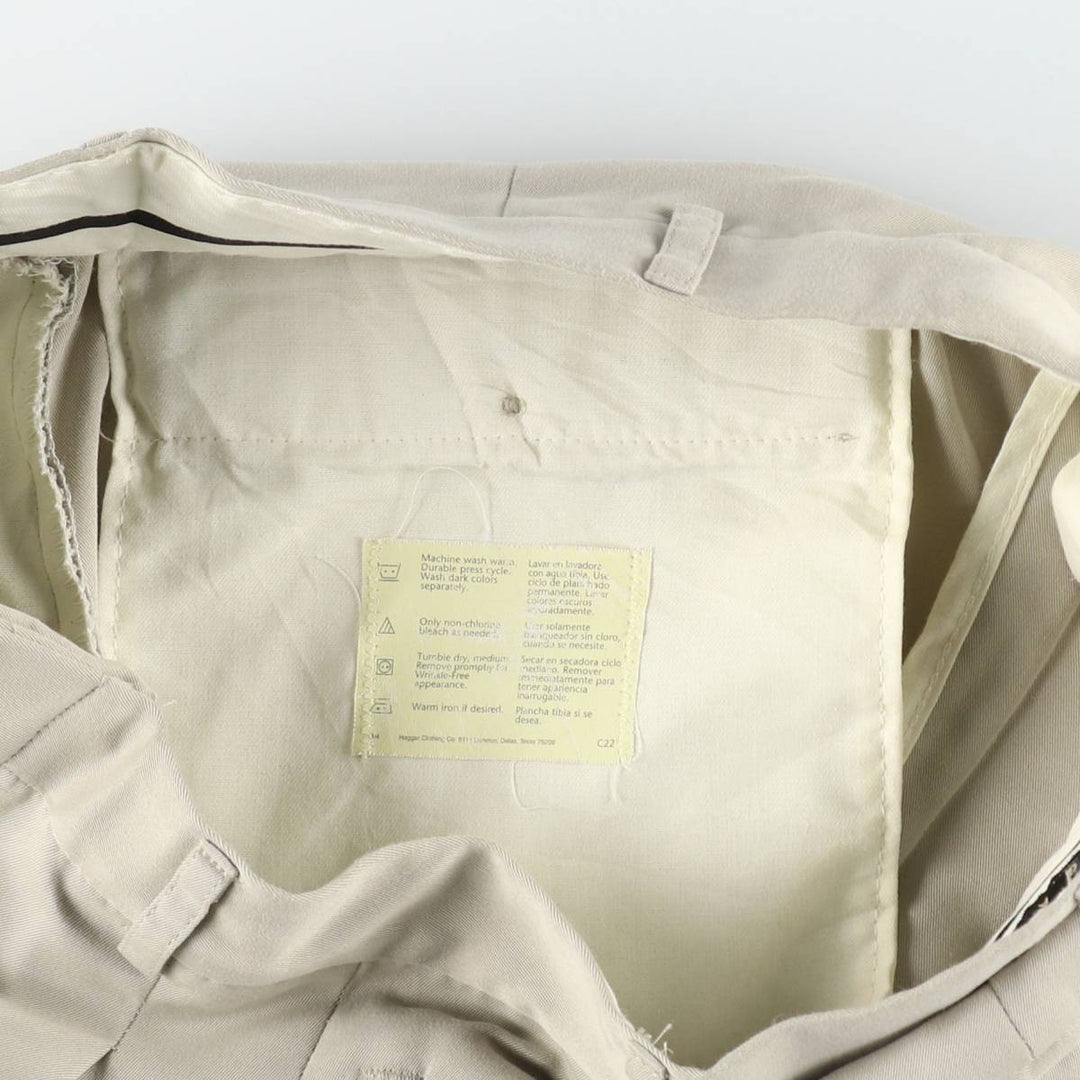 HAGGAR Black Label Two-Pleat Slacks Pants, Made in USA, Men's Size W31 (approx.) polyester Beige type Vintage Second Hand