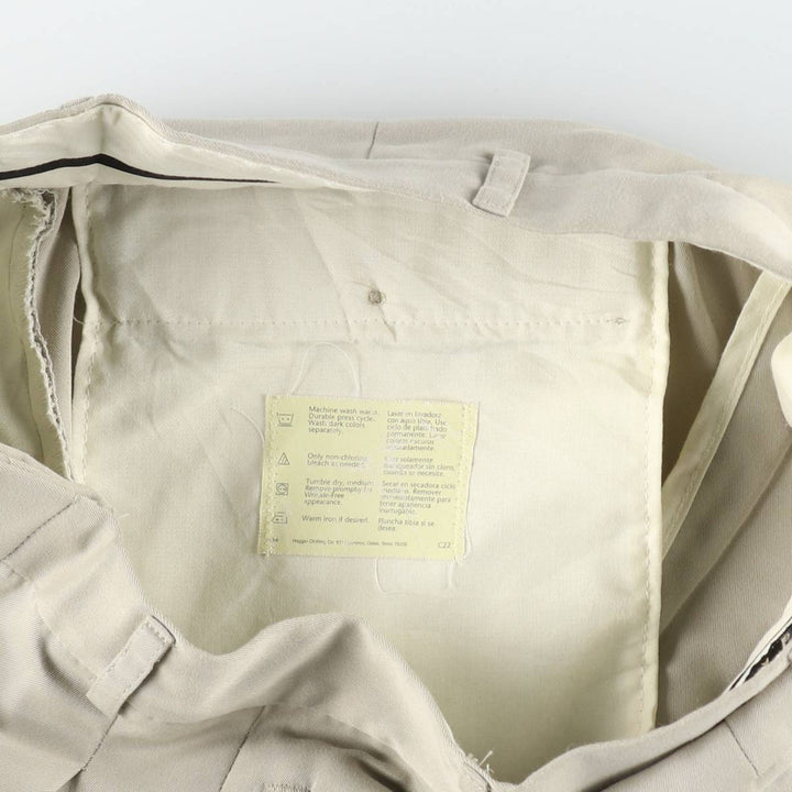 HAGGAR Black Label Two-Pleat Slacks Pants, Made in USA, Men's Size W31 (approx.) polyester Beige type Vintage Second Hand