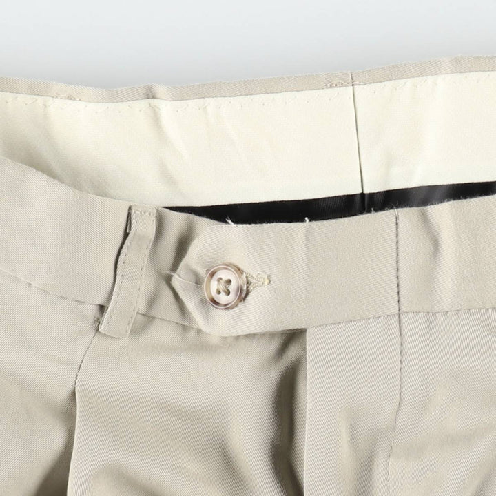 HAGGAR Black Label Two-Pleat Slacks Pants, Made in USA, Men's Size W31 (approx.) polyester Beige type Vintage Second Hand