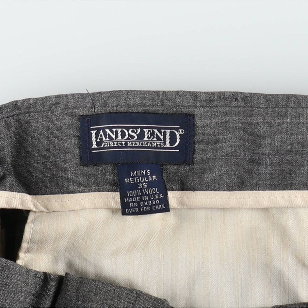 Lands' End two-pleat wool trousers, made in the USA, men's size W34 (approx.). wool gray type Vintage Second Hand
